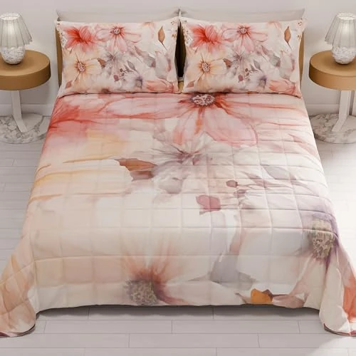 Limited offer: PETTI Artigiani Italiani - Summer Single Bedspread 170 x 260 cm 100 g/m² Double Face, Spring Single Quilt, Lightweight Quilt, Floral 1, 100% Made in Italy from 44.90 EUR to 26.04 EUR (save 42%)
