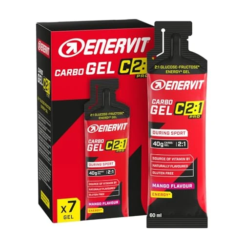 Oferta limitada: Enervit Carbo Gel C2:1PRO Mango, Gel Energético, 40g de Carbohidratos, para Actividad de Alta Intensidad, +50% Carbohidratos Absorbidos, Sabor Mango, Sin Gluten, Alta Digestibilidad, 7 Pack de 60ml de 18.59 EUR a 15.84 EUR (ahorro 15%)