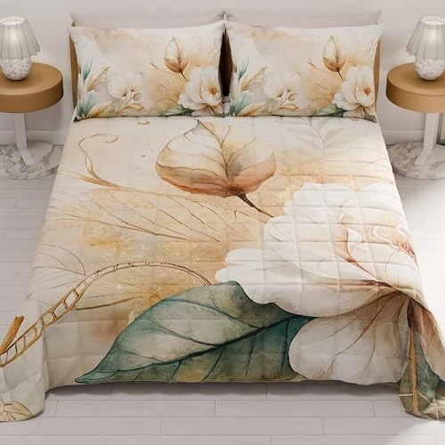 PETTI Artigiani Italiani - Zomersprei voor eenpersoonsbed, 170 x 260 cm, 100 g/m², omkeerbaar, voor eenpersoonsbed, lente, licht dekbed, bloemenpatroon 154, 100% Made in Italy