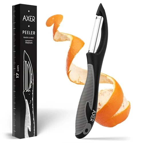 Offre limitée : Axer Econome Legumes Noir & Gris - Eplucheur Légumes et Fruits avec Lame Dentelée - Économe Legumes Lavable au Lave-vaisselle - Cuisine Accessoires Pratique - Easy Peeler de 9.99 € à 9.99 € (0.00% de remise)