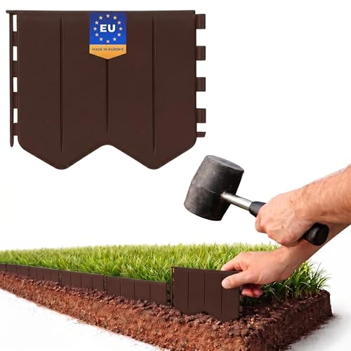 Limited-time offer: GARDENIX Easy to Install Lawn Edging Brown Plastic 10.3 m / 33.8 ft - Flower Bed Edging Without Digging - Flower Bed Border Plastic Made of Recycled Material - Flexible and Durable, Made in the EU from 37.80 £ to 37.80 £ (save 0.00%)