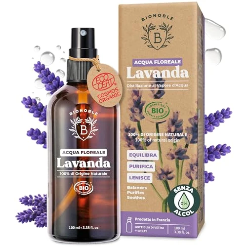 Oferta limitada: BIONOBLE Hidrolato de Lavanda Orgánico - Calma, Purifica y Regula el Acné - Agua de Lavanda para Rostro, Cuerpo y Cabello - 100% de Origen Natural, Sin Alcohol - Botella de Vidrio con Spray - 100ml de 11.99 EUR a 10.19 EUR (ahorro 15%)