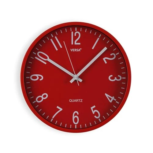 Limited offer: Versa Raven Silent and Decorative Wall Clock, for Kitchen, Living Room or Dining Room - Easy to Read, Measurements (H x L x W) 25 x 4.3 x 25 cm, Polypropylene, Red from 9.99 EUR to 9.99 EUR (save 0%)