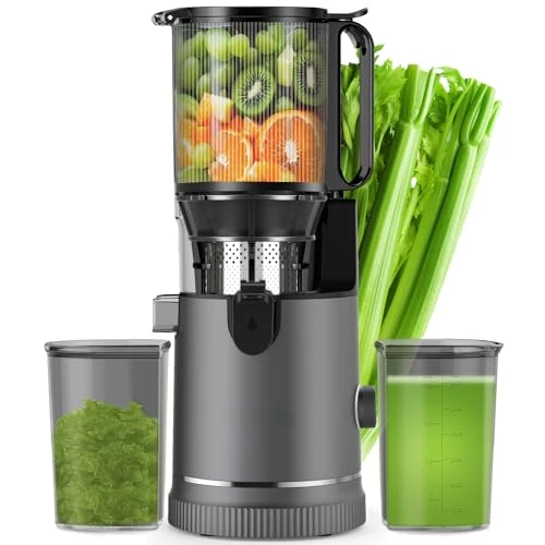 Juicer – koudgeperst met 147 mm slang en 400 W motor, hoge sapextractie en behoud van voedingsstoffen, inhoud 1,8 l met 2 glazen, voor hele groenten en fruit