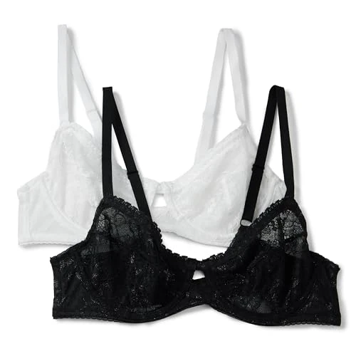 Offerta a tempo: Amazon Essentials Body da Donna Elasticizzato Galloon in Pizzo, Nero/Bianco, 38B - 0.00% da 22.30 € a 22.30 €