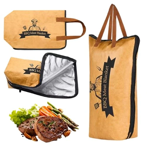 LUMOOM Barbecue Blanket for Resting Meat, Reusable Brisket Blanket, BBQ Blanket with Zip, Insulated Meat Rest Bag, Waterproof BBQ Blanket, Meat Resting Cover (20.9 x 15.4 x 7.9 inches)