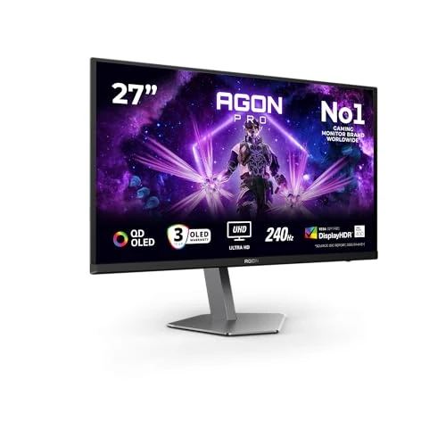 Offerta a tempo: AOC Gaming Monitor AG276UZD 27 pollici 3840x2160, UHD, 240Hz, QD-OLED Panel, 0.03ms GtG, USB Hub Speakers, Height Adjustment, (HDMI2x 2.1 DP 1x 2.1) HDR400 TrueBlack, G-Sync Compatible, Nero - 35% da 899.00 € a 580.99 €