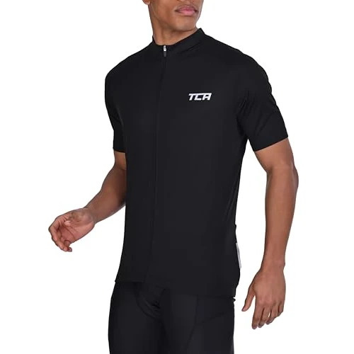 Oferta limitada: TCA Maillot Ciclismo Hombre - Manga Corta Ligera - Ajuste Deportivo con 3 Bolsillos Traseros - Ropa Ciclismo Hombre - Ultraligero y Transpirable - Negro, L de 23.99 € a 9.99 € (ahorro 58%)