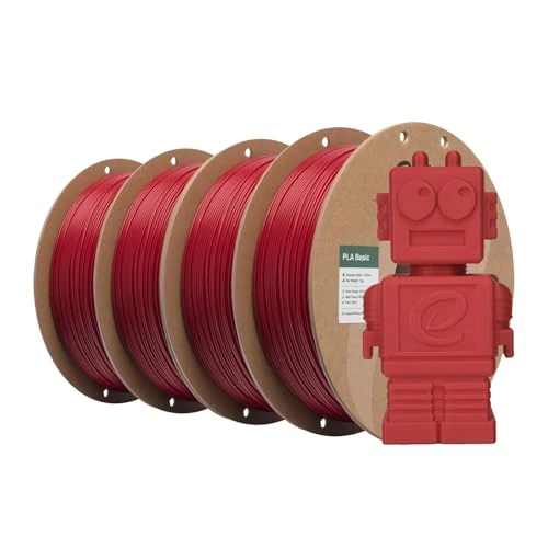 eSUN PLA Filament 1.75mm, PLA Basic 3D Printing Filament Dimensional Accuracy +/- 0.05mm, 1KG per Spool, 4 Spools for 3D Printers,Fire Engine Red
