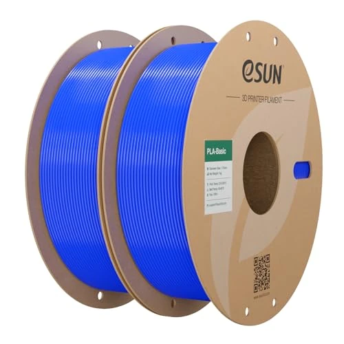 eSUN Filamento PLA 1,75 mm, filamento di Basic PLA per stampante 3D Precisione dimensionale +/- 0,03 mm, 1 kg per bobina, 2 bobine di filamento 3D per stampa 3D, Blu-2KG