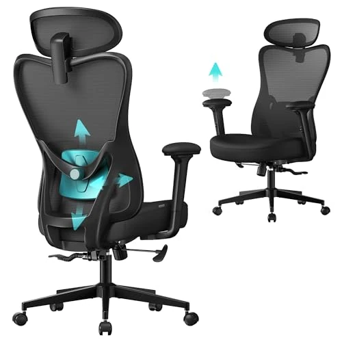 Oferta limitada: SONGMICS Silla de Oficina Ergonómica, Silla de Escritorio, con Reposacabezas y Soporte Lumbar Ajustables, Carga de 150 kg, Altura Ajustable, Negro Tinta OBN066BH01 de 99.99 € a 99.99 € (ahorro 0.00%)
