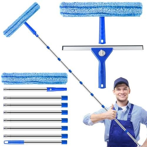 Offre limitée : Équipement de nettoyage de vitres de 3 m, kit de nettoyage de vitres avec perche d'extension, raclette de fenêtre et kit de lavage en microfibre pour fenêtres hautes, vitres de douche, voiture de 25.59 € à 25.59 € (0.00% de remise)
