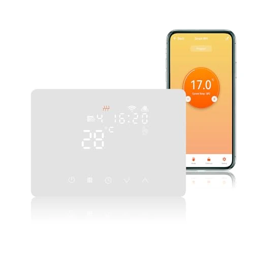 Oferta limitada: KETOTEK Termostato Caldera WiFi 220V 5A Compatible con Alexa, Intelligente Cronotermostato Calefaccion WiFi Programmabile de Pared con Controllo Smart Life/Tuya App, Contacto Seco, Blanco de 49.99 EUR a 44.64 EUR (ahorro 11%)