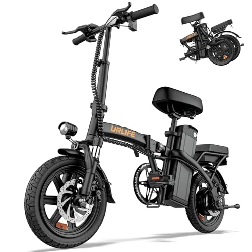 URLIFE E-Bike Klapprad14, 48V 7.5Ah Austauschbarem Akku für Lange Reichweite bis 60KM, Elektrofahrrad 250W Motor, 3 Fahrmodi, Sitzhöhe Verstellbar, Falt-Pedelec ebike für Herren Damen Schwarz