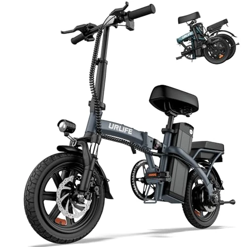 Offerta a tempo: URLIFE Bici Elettrica, 14" Bicicletta Elettrica Pieghevole con 3 Modalità di Guida, Batteria Rimovibile 48V 7.5Ah Autonomia di 60 km E-bike da per Adulti e Adolescenti Grigio - 15% da 499.00 € a 424.17 €
