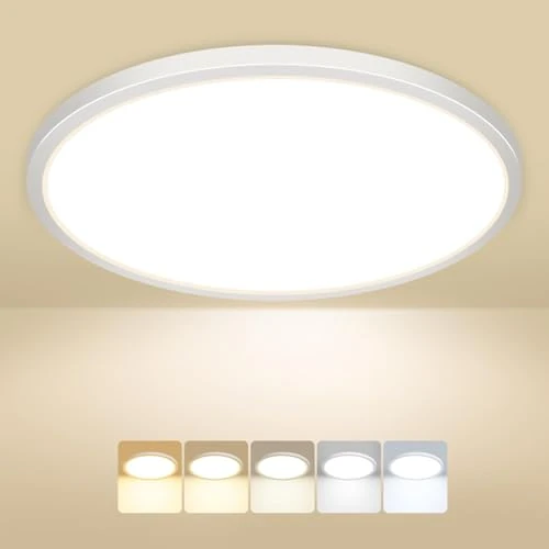 Offerta a tempo: Peasur Plafoniera LED Soffitto, 3000/3500/4000/5000/6500K 15W IP54 Impermeabile Lampada da Soffitto, Sottile Plafoniera Bagno per camera da letto, Cucina, Soggiorno, Balcone, Ø30cm - 10% da 24.99 € a 22.55 €