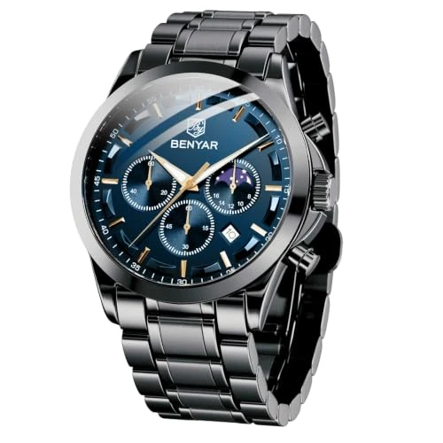 Oferta limitada: BENYAR by Relojes para Hombre Cronógrafo Indicación de Fecha 50M Reloj de Pulsera Impermeable Reloj de Pulsera clásico para Hombre Relojes analógicos de Cuarzo de Lujo Casual con Correa de 79.99 € a 44.99 € (ahorro 44%)