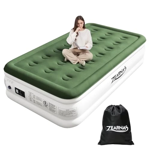 Zearna Single Airbed - Self Inflating in 3 Minutes with Built-in Electric Pump, Single Bed Inflatable Bed for Camping and Home, 190 x 100 x 46 cm