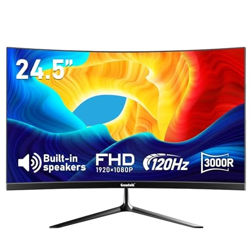 Offerta a tempo: Gawfolk Monitor da Gaming Curvo 24.5" | 120Hz 1ms | FHD 1920 X1080P | 100% sRGB | HDMI/VGA | Montaggio VESA - 5% da 94.99 € a 90.24 €