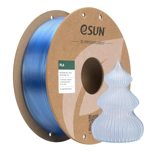 Offerta a tempo: eSUN Trasparente PLA Filamento 1,75 mm, Filamento per Stampa 3D traslucido, bobina da 1KG (2,2 LBS) per stampanti 3D, Blu trasparente — 20% da 23,99 € a 19,19 €