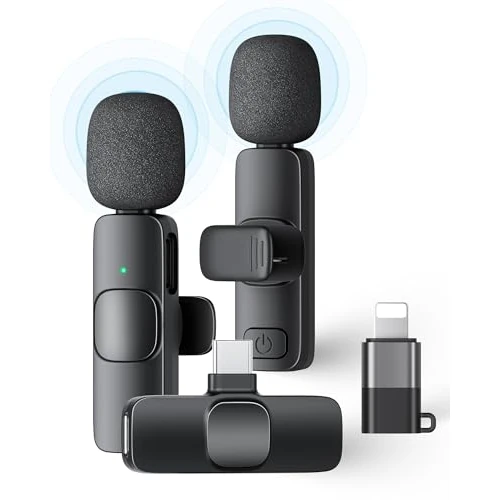 Offerta a tempo: KUKIHO Microfono Lavalier Wireless per iPhone/Android (2 Trasmettitori), Mini Microfono Clip Riduzione Rumore Plug-and-Play per Registrazioni Video, Podcast, TikTok, YouTube, Vlog - 27% da 25.99 € a 18.86 €