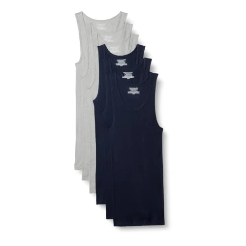 Offerta a tempo: Amazon Essentials Canottiere Intime Leggere Uomo, Pacco da 6, Blu Marino/Grigio Medio Puntinato, L - 0.00% da 20.20 € a 20.20 €