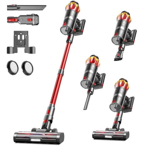 Limited-time offer: 600W 50kPa 65Mins Cordless Vacuum Cleaner, 1.6L Self-Standing Anti-Tangle Vacuum cleaners for Home with OLED Touch Screen, Wall-Mounted Charging, Upright Vacuum for Pet Carpet Car Hardwood Floor from 113.99 £ to 113.99 £ (save 0.0%)