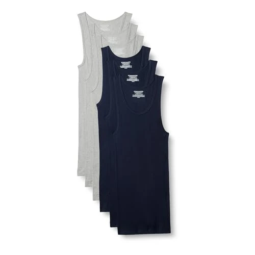 Offre limitée : Amazon Essentials Maillots de Corps Légers Homme, Lot de 6, Bleu Marine/Gris Medio Mezcla, M de 23.50 € à 23.50 € (0.00% de remise)
