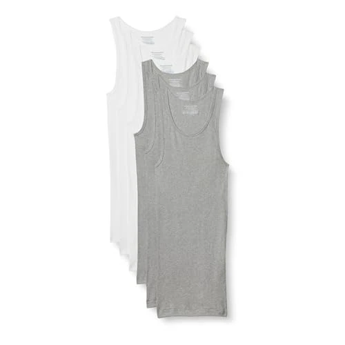 Offerta a tempo: Amazon Essentials Canottiere Intime Leggere Uomo, Pacco da 6, Bianco/Grigio Medio Puntinato, M - 6% da 21.59 € a 20.24 €