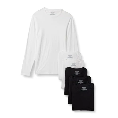 Oferta limitada: Amazon Essentials Camisetas Interiores de Algodón, de Cuello Redondo y Corte Ajustado Hombre, Paquete de 6, Blanco/Negro Manga Larga, XXL de 25.81 € a 25.81 € (ahorro 0.00%)