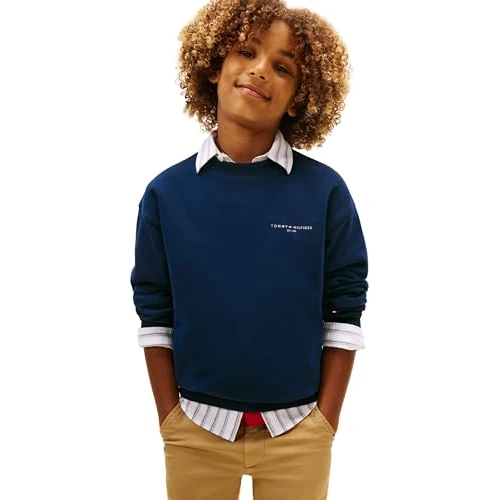 Offerta a tempo: Tommy Hilfiger Bambini Unisex Felpa Corp C-Neck con Orlo in Maglia a Costine, Blu (Dark Night Navy), 5 Anni - 54% da 59.90 € a 27.30 €