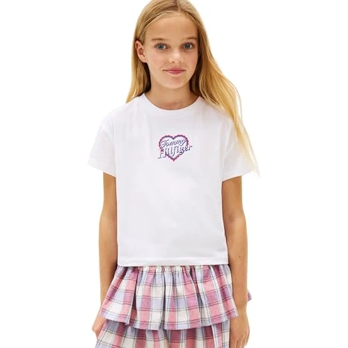 Zeitlich begrenztes Angebot: Tommy Hilfiger Mädchen T-Shirt Kurzarm Heart Embro Relaxed Fit, Weiß (White), 74 von 16.72 € auf 16.72 € (0.00% Rabatt)