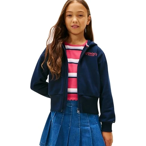 Zeitlich begrenztes Angebot: Tommy Hilfiger Mädchen Hoodie mit Reißverschluss und Rückenlogo, Blau (Dark Night Navy), 14 Jahre von 79.90 € auf 46.73 € (42% Rabatt)