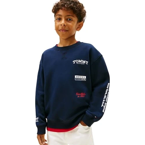 Oferta limitada: Tommy Hilfiger Sudadera Chicos Multi Print con Logotipo en la Espalda, Azul (Dark Night Navy), 12 Años de 38.95 € a 36.04 € (ahorro 7%)