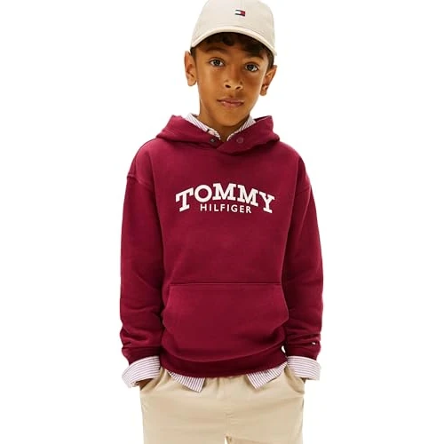 Limited-time offer: Tommy Hilfiger Boy's MONOTYPE PRINT HOODIE KB0KB10028 Pullover Hoodie, PURPLE (Rich Cherry), 8 Years from 40.81 GBP to 40.81 GBP (save 0%)