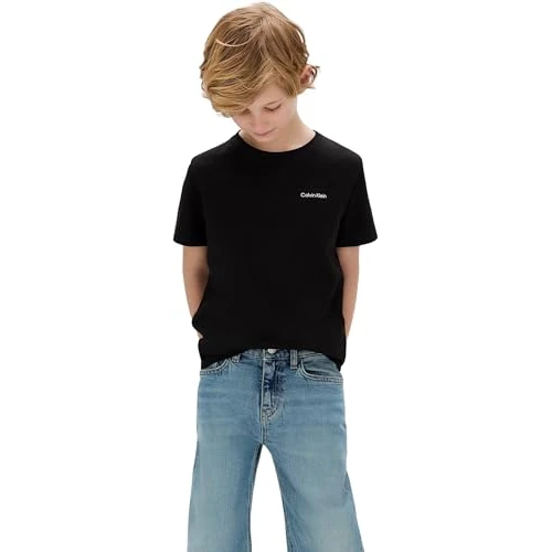 Calvin Klein Unisex Chest INST.Logo SS T-Shirt IU0IU00683 S/S T-Shirt, Black (Ck Black), 6 Years