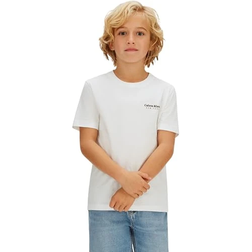 Calvin Klein Minimal Logo S/S T-Shirt Ib0ib02608 Camiseta, White (Bright White), 12 años para Niños