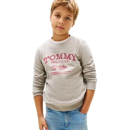 Limited-time offer: Tommy Hilfiger Boy's TOMMY FADED PRINT SWEATSHIRT KB0KB10337 Pullover Sweatshirt, GREY (Mid Grey Heather), 12 Years from 47.50 GBP to 47.50 GBP (save 0%)