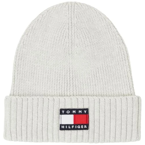 Zeitlich begrenztes Angebot: Tommy Hilfiger Kinder Unisex Strickmütze Heritage Flag Beanie aus Rippstrick, Grau (Light Grey Heather), L-XL von 34.90 € auf 16.10 € (54% Rabatt)