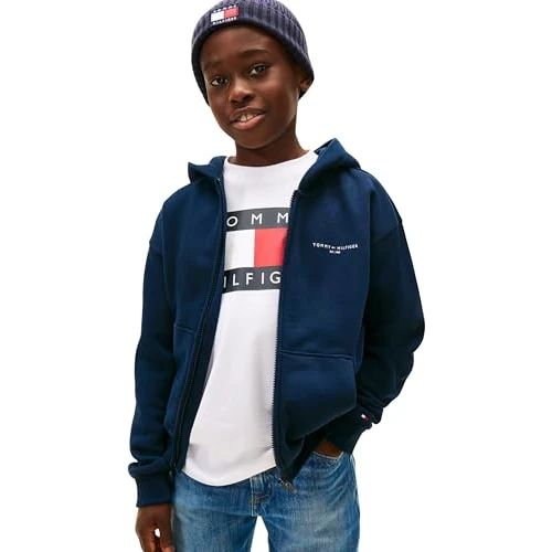 Oferta limitada: Tommy Hilfiger Hoodie con Cremallera Infantil Unisex Mini Corp y bajo de canalé, Azul (Dark Night Navy), 5 Años de 64.90 € a 29.45 € (ahorro 55%)