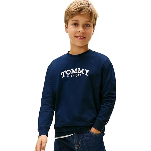Tommy Hilfiger Boy's MONOTYPE Print T-Shirt LS KB0KB10052 L/S T-Shirt, Blue (Dark Night Navy), 5 Years