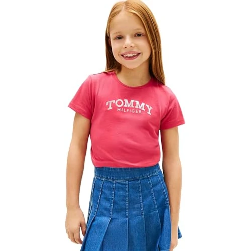 Tommy Hilfiger Tommy FOIL TEE SS KG0KG08974 S/S T-shirt voor meisjes, rood (Vintage Cerise), 14 jaar, Rood (Vintage Cerise), 14 jaar