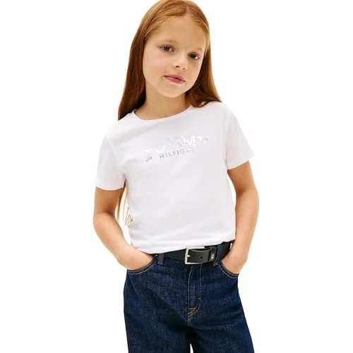 Tommy Hilfiger Tommy FOIL TEE SS KG0KG0KG08974 S/S T-shirt voor meisjes, wit (wit), 16 jaar, Wit (wit), 16 jaar