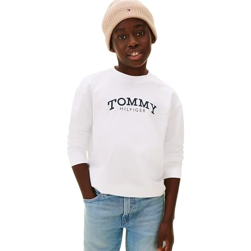 Limited-time offer: Tommy Hilfiger Boy's MONOTYPE Print T-Shirt LS KB0KB10052 L/S T-Shirt, White (White), 8 Years from 18.00 GBP to 18.00 GBP (save 0%)