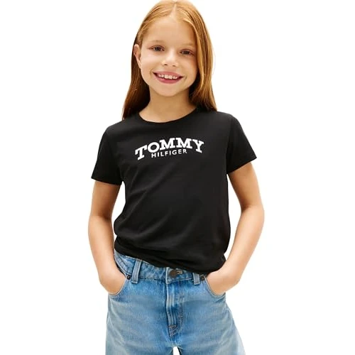 Tommy Hilfiger Tommy Foil Tee SS Kg0kg08974 T-shirt S/S, zwart, 4 jaar, meisjes en jongens, Zwart (zwart), 4 anni