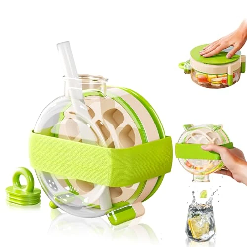 Zeitlich begrenztes Angebot: Shyllin Ice Cube Bottle, EiswüRfelflasche mit Deckel, mit Strohhalm, Eiswürfel Flasche, Kann Direkt Getrunken Werden, Leicht zu Tragen, Geeignet fur Saft, Kaffee, Whisky, GeträNke (Grün, B) von 6.99 € auf 6.99 € (0.00% Rabatt)