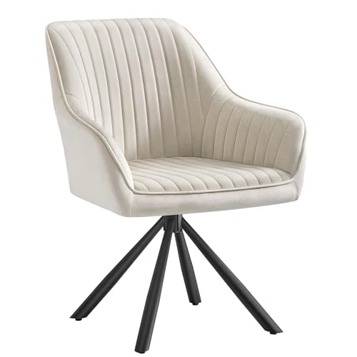 Tijdelijke aanbieding: SONGMICS Eetkamerstoel, Draaibare Fauteuil, met Armleuningen, Stalen Poten van 86.99 € naar 86.99 € (0.00% korting)
