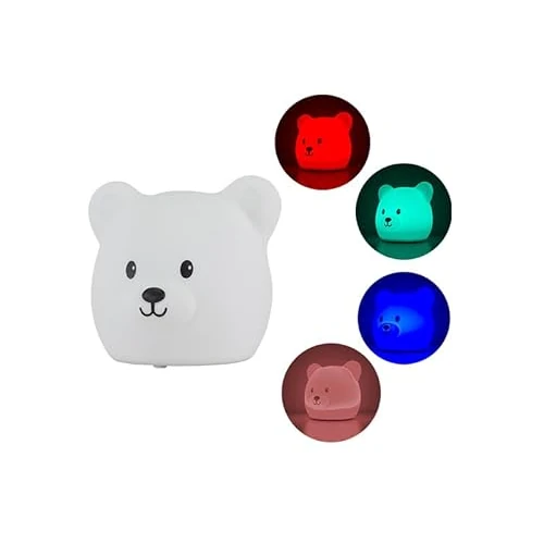 BEPER Silicone Bear LED Lamp for Children, Multi-Color Touch Night Light, USB Rechargeable, Soft and Safe, 0M+Easy