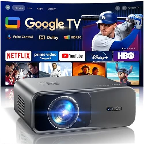 4K Projector【Official Google TV/Netflix/Disney & Dolby Audio】WiMiUS Smart Projector 4K Portable