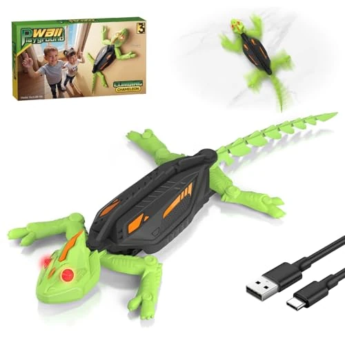 Snookids Gecko sterowany radiowo wspinacz, pilot zdalnego sterowania robot do wspinaczki na ściany i sufity, ze świecącymi oczami LED, realistyczne ruchy, prezent dla dzieci dla chłopców i dziewcząt